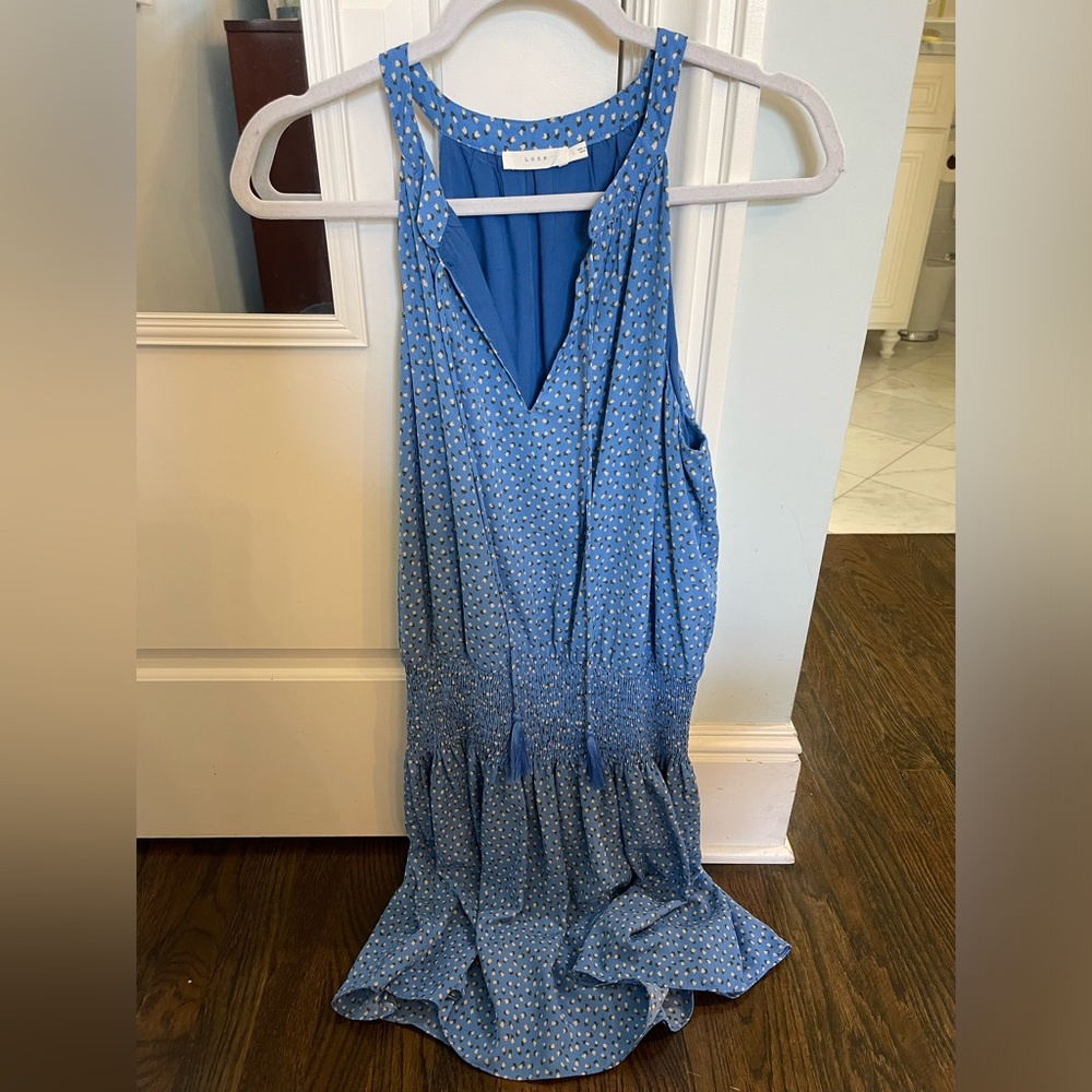 Lush Blue and White Floral Smocked Sundress